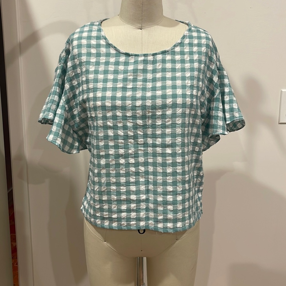 Minkpink Gingham Top / Flutter Sleeve / Size Smal… - image 1
